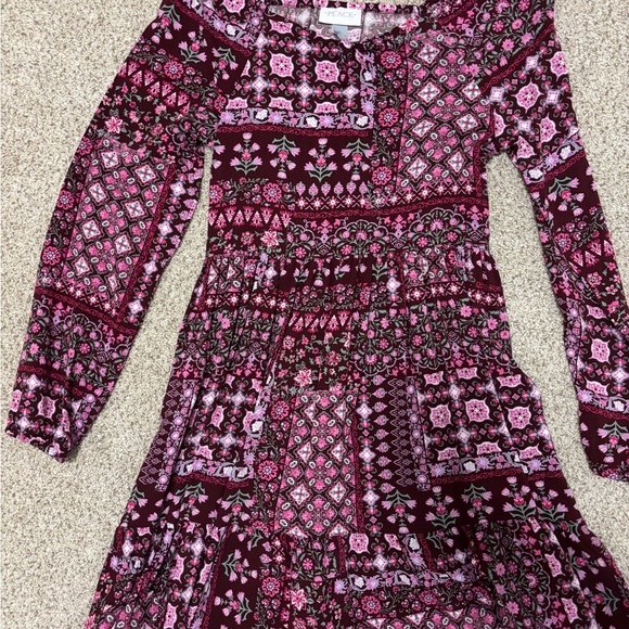 Burgundy Floral Patterned Dress - Picture 3 of 7